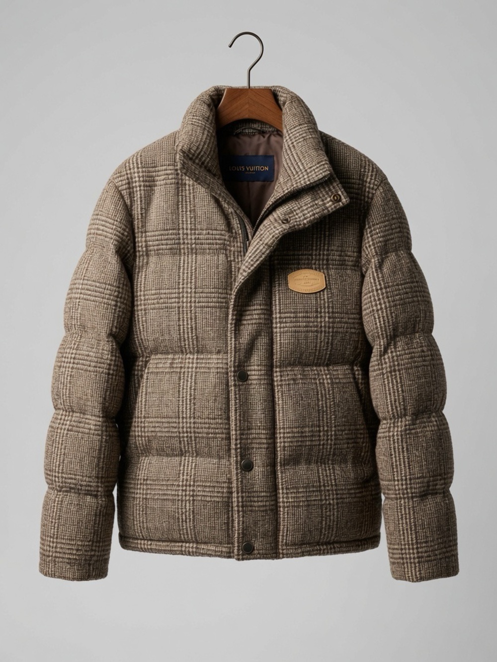 Louis Vuitton Tan Plaid Quilted Puffer Jacket